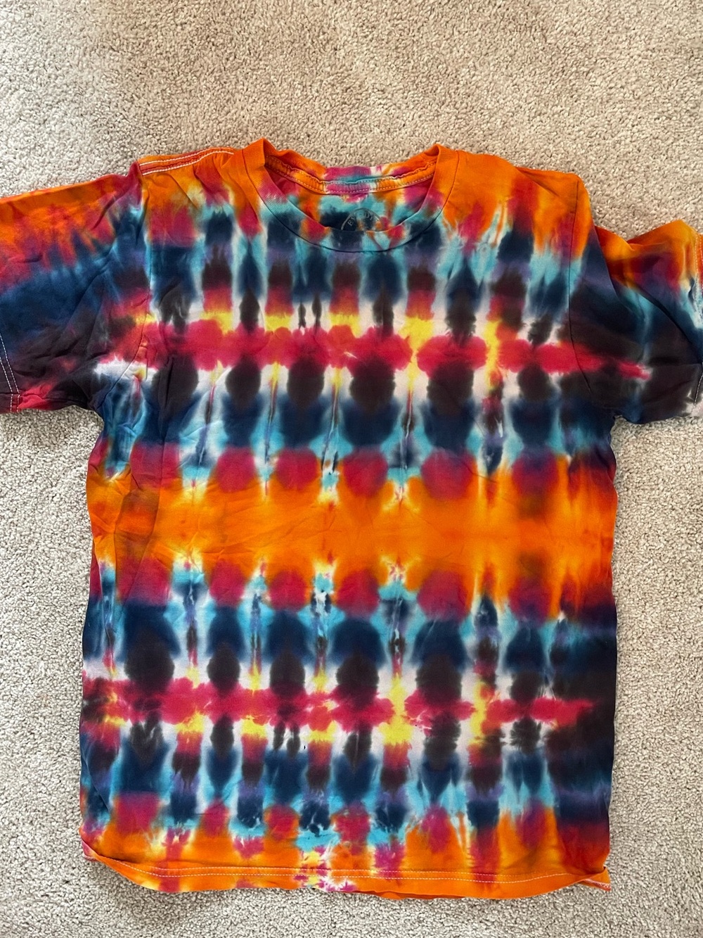 Men's Short Sleeve Tie-Dye Crew Tee - Orange Multi